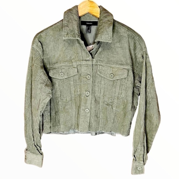 Forever 21 Jackets & Blazers - 𝅺forever 21 Olive Corduroy Crop Jacket, Size X-Small- New With Tags